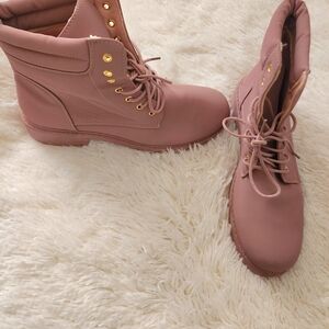 Rouge Women's Dusty Rose Lace-Up Ankle Boots Size 12